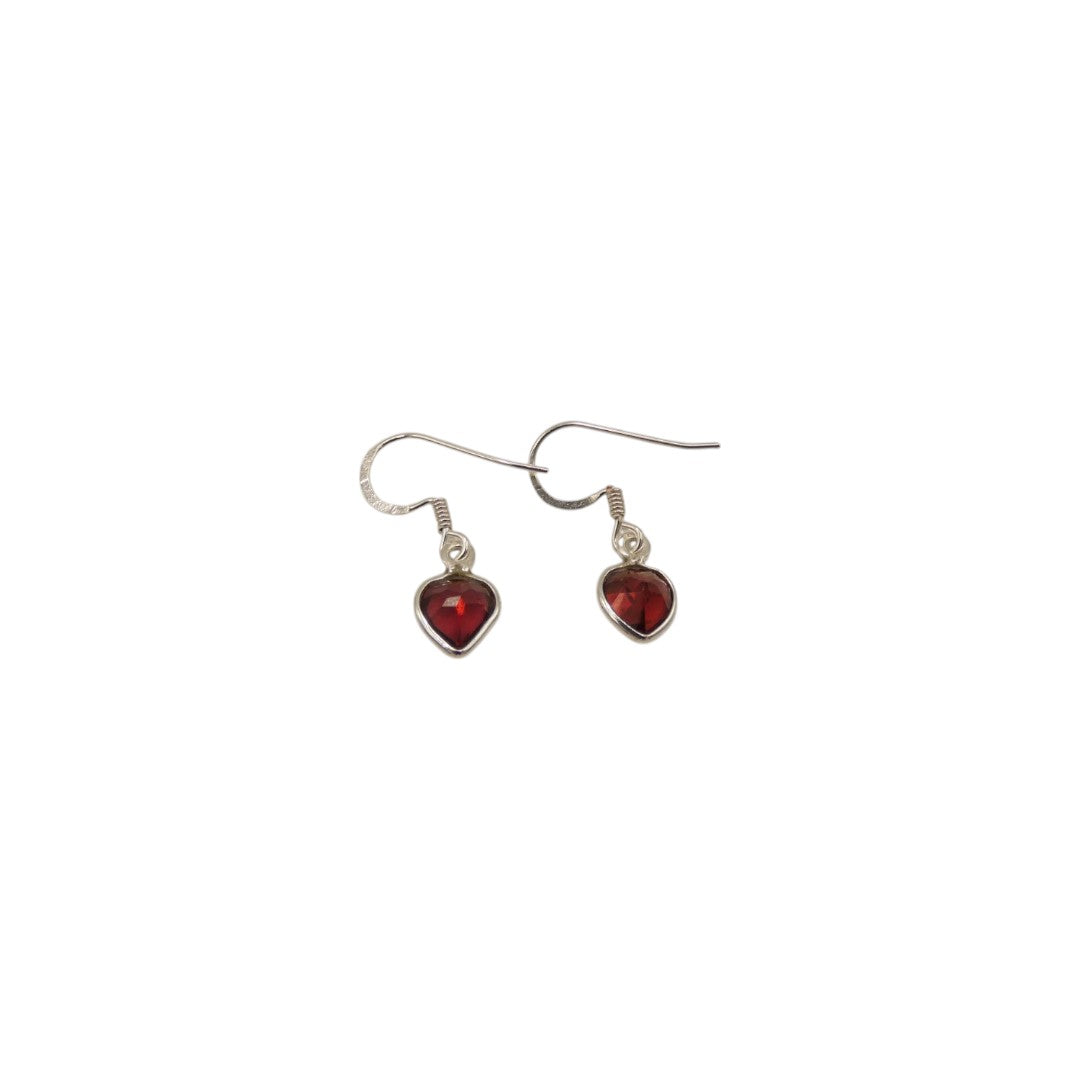 Sterling Silver Garnet Teardrop Earrings 1"