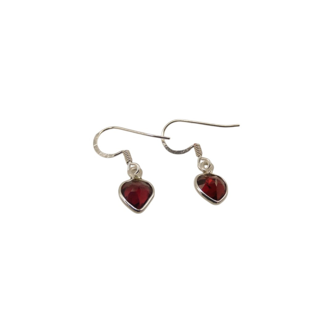 Sterling Silver Garnet Teardrop Earrings 1"