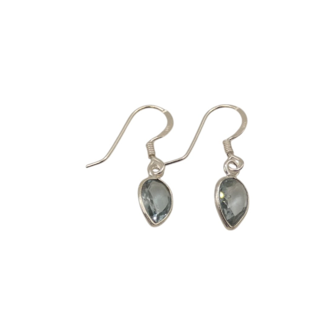 Sterling Silver Blue Topaz Teardrop Earrings 1"