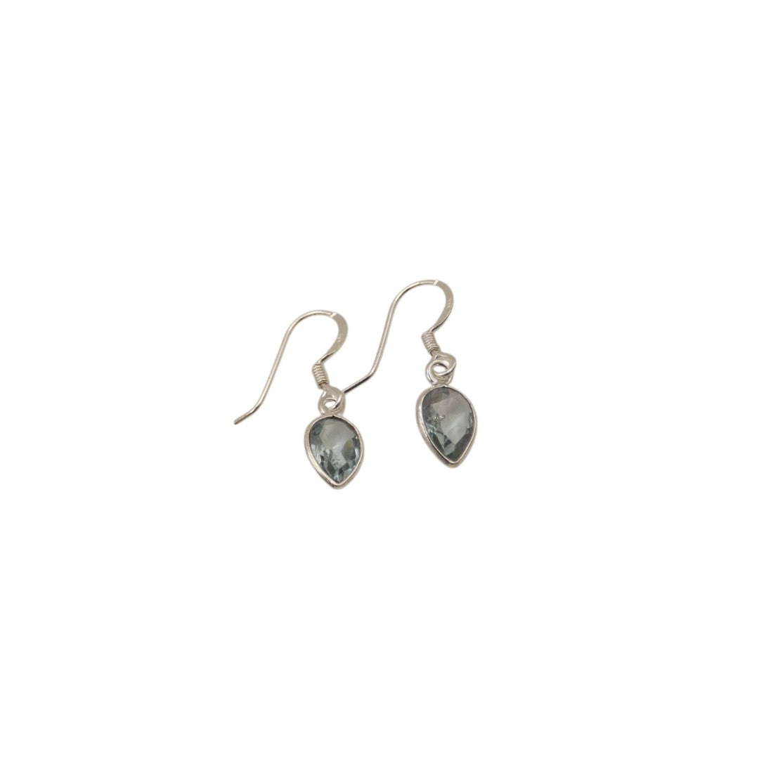 Sterling Silver Blue Topaz Teardrop Earrings 1"