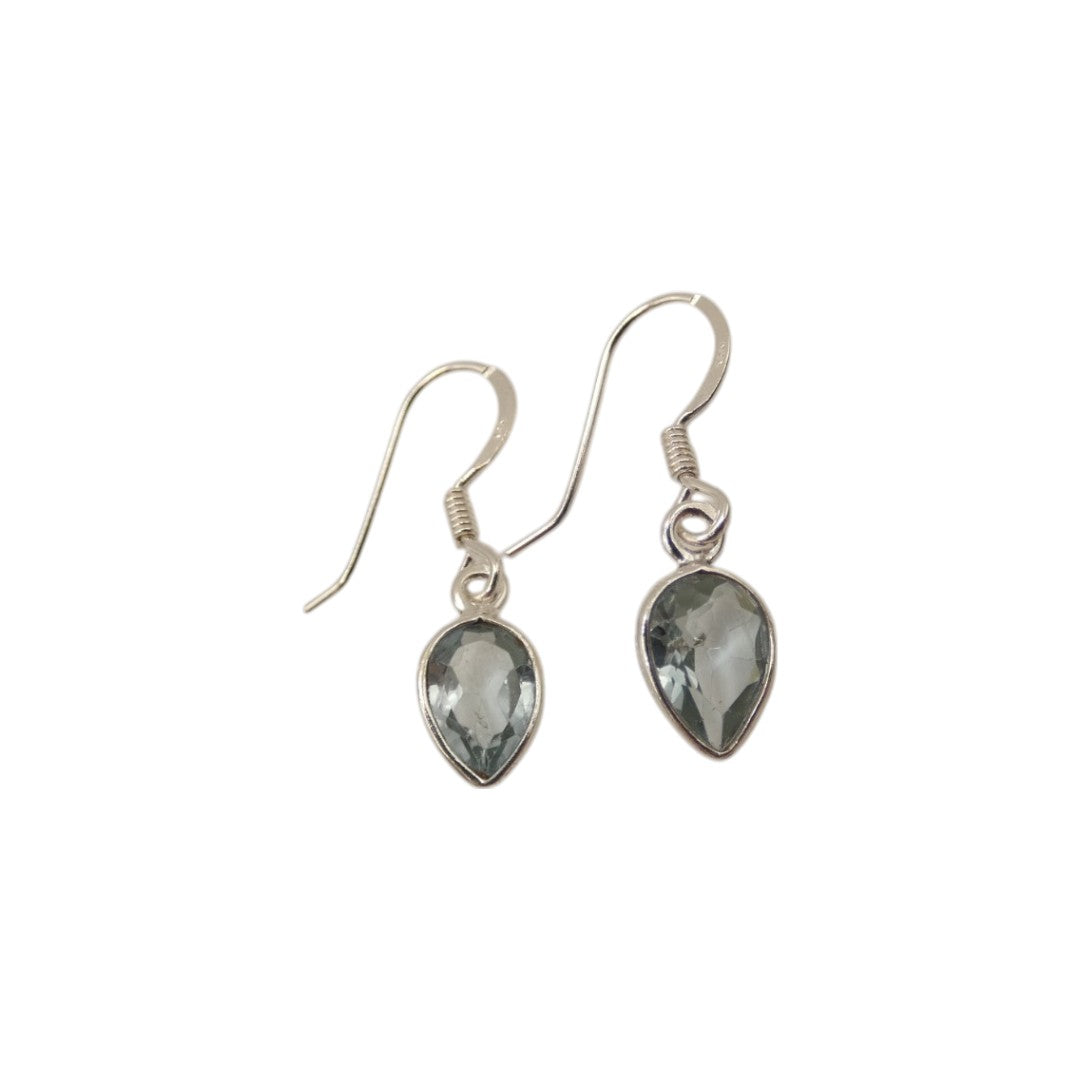 Sterling Silver Blue Topaz Teardrop Earrings 1"