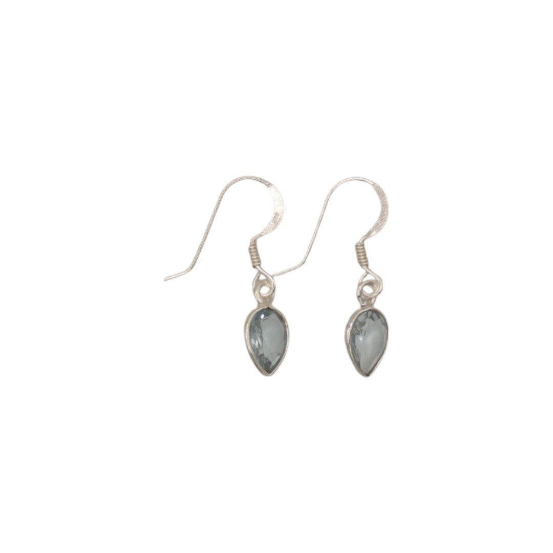 Sterling Silver Blue Topaz Teardrop Earrings 1"