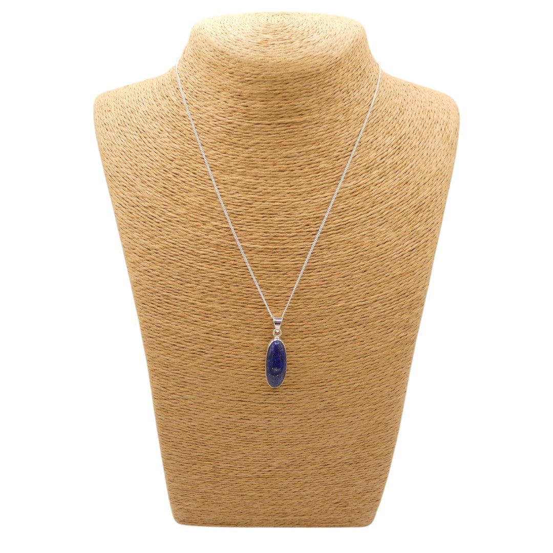 Sterling Silver Lapis Lazuli Necklace With Oval Stone