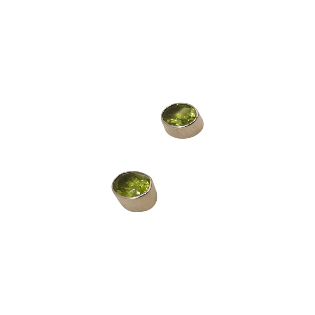 Sterling Silver Peridot Oval Stud Earrings 0.4"