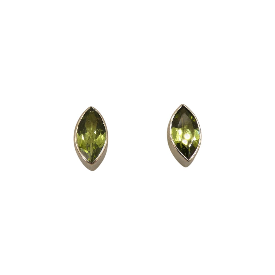 Sterling Silver Peridot Diamond Shape Stud Earrings 0.4"