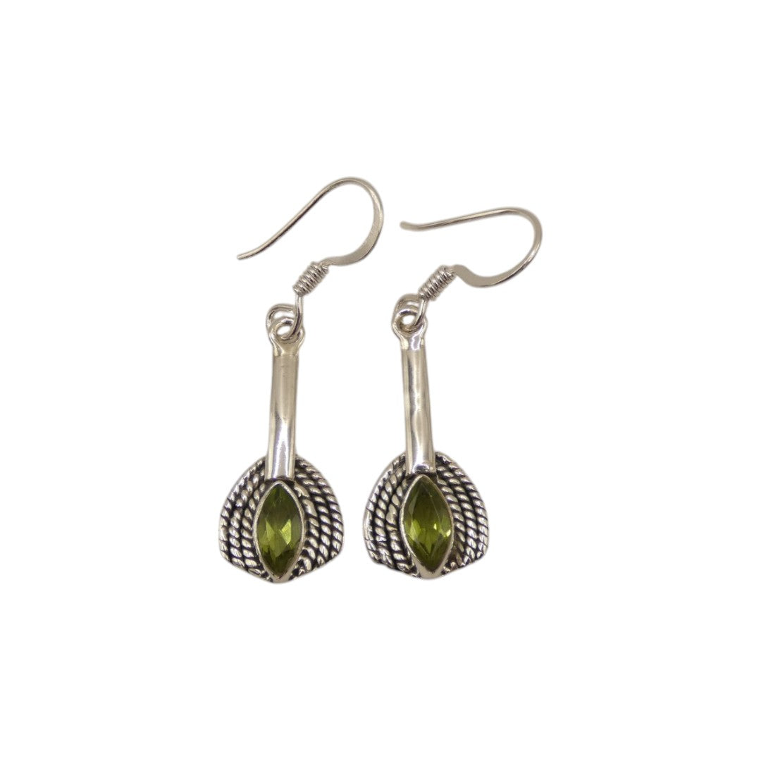 Sterling Silver Peridot Thread Style Drop Earrings 1.6"