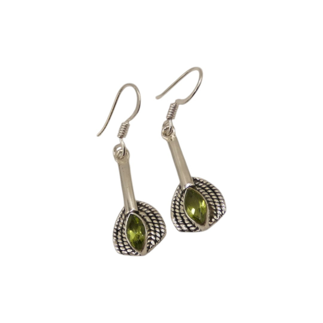 Sterling Silver Peridot Thread Style Drop Earrings 1.6"