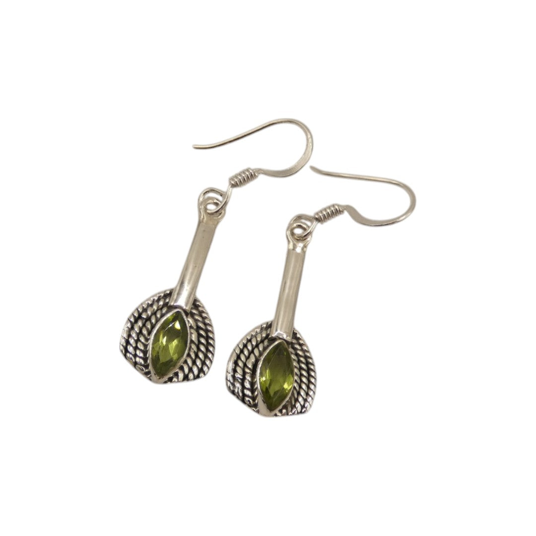 Sterling Silver Peridot Thread Style Drop Earrings 1.6"