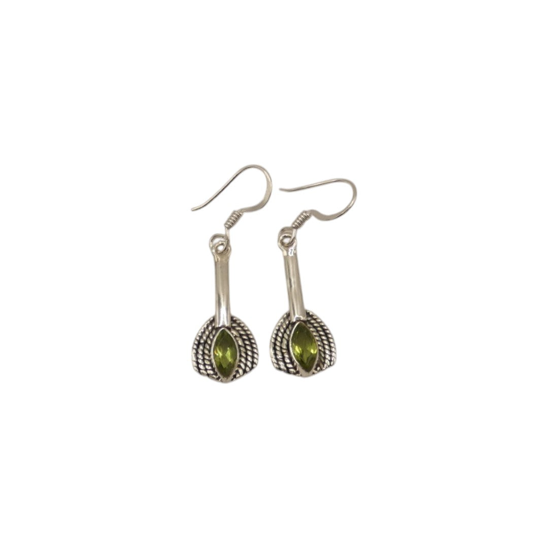 Sterling Silver Peridot Thread Style Drop Earrings 1.6"