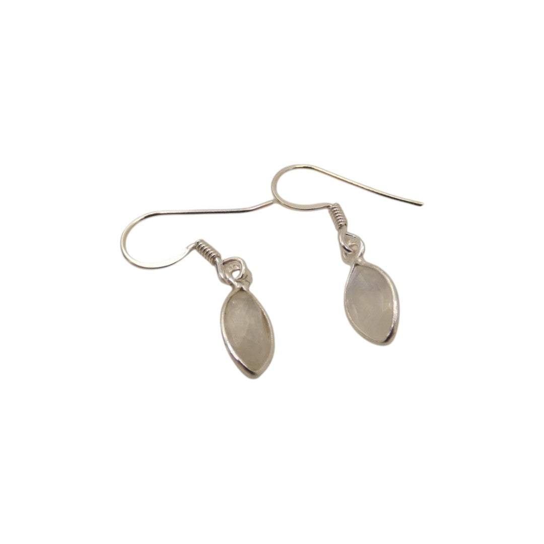 Sterling Silver Moonstone Drop Earrings 1.2"