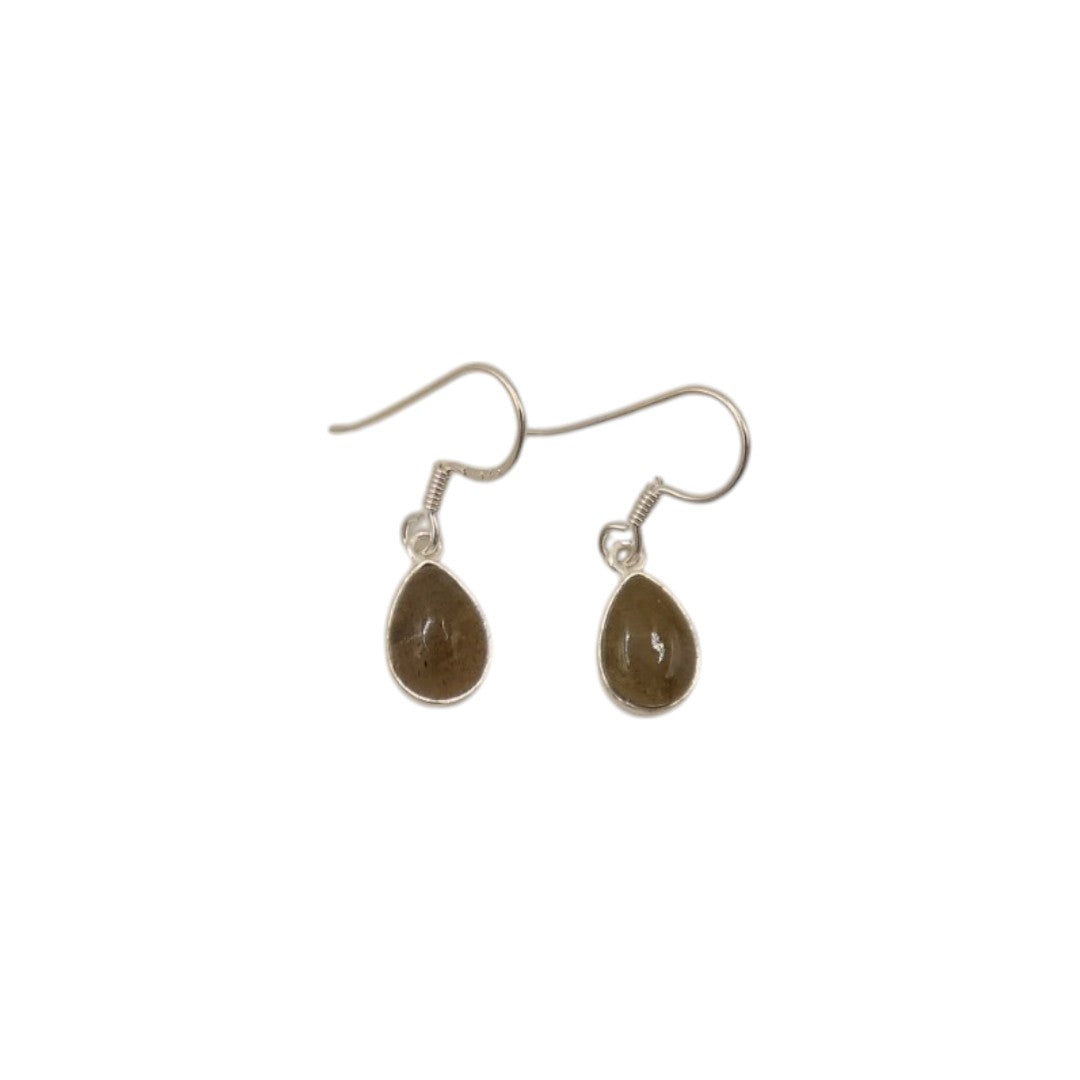 Sterling Silver Labradorite Teardrop Earrings 1"