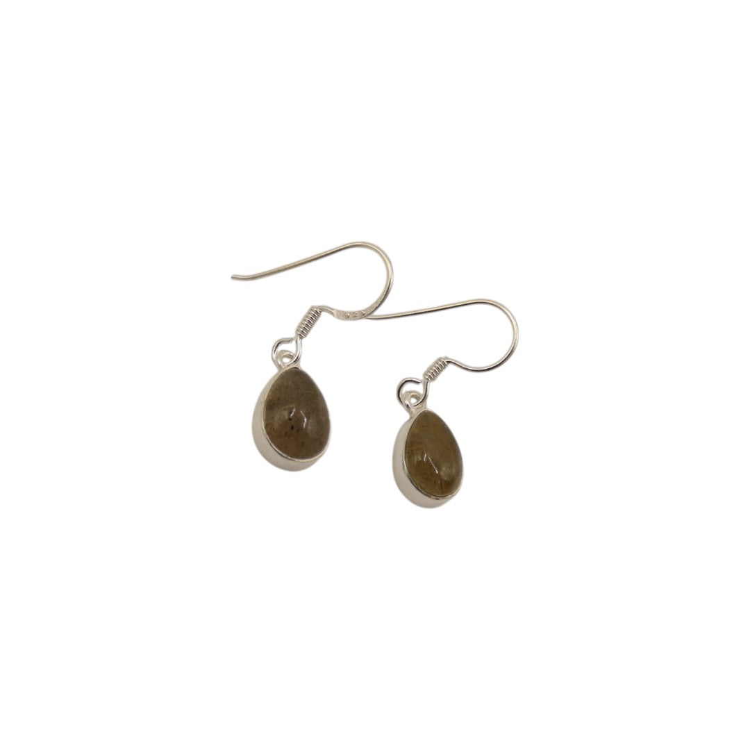 Sterling Silver Labradorite Teardrop Earrings 1"