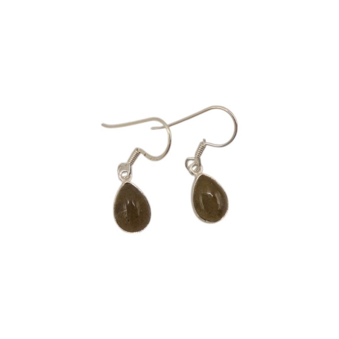Sterling Silver Labradorite Teardrop Earrings 1"