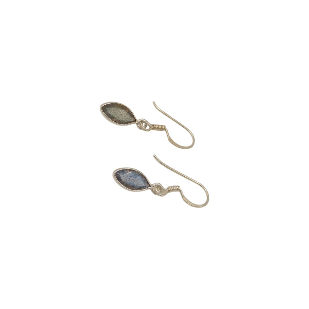 Sterling Silver Labradorite Simple Teardrop Earrings 1.2"