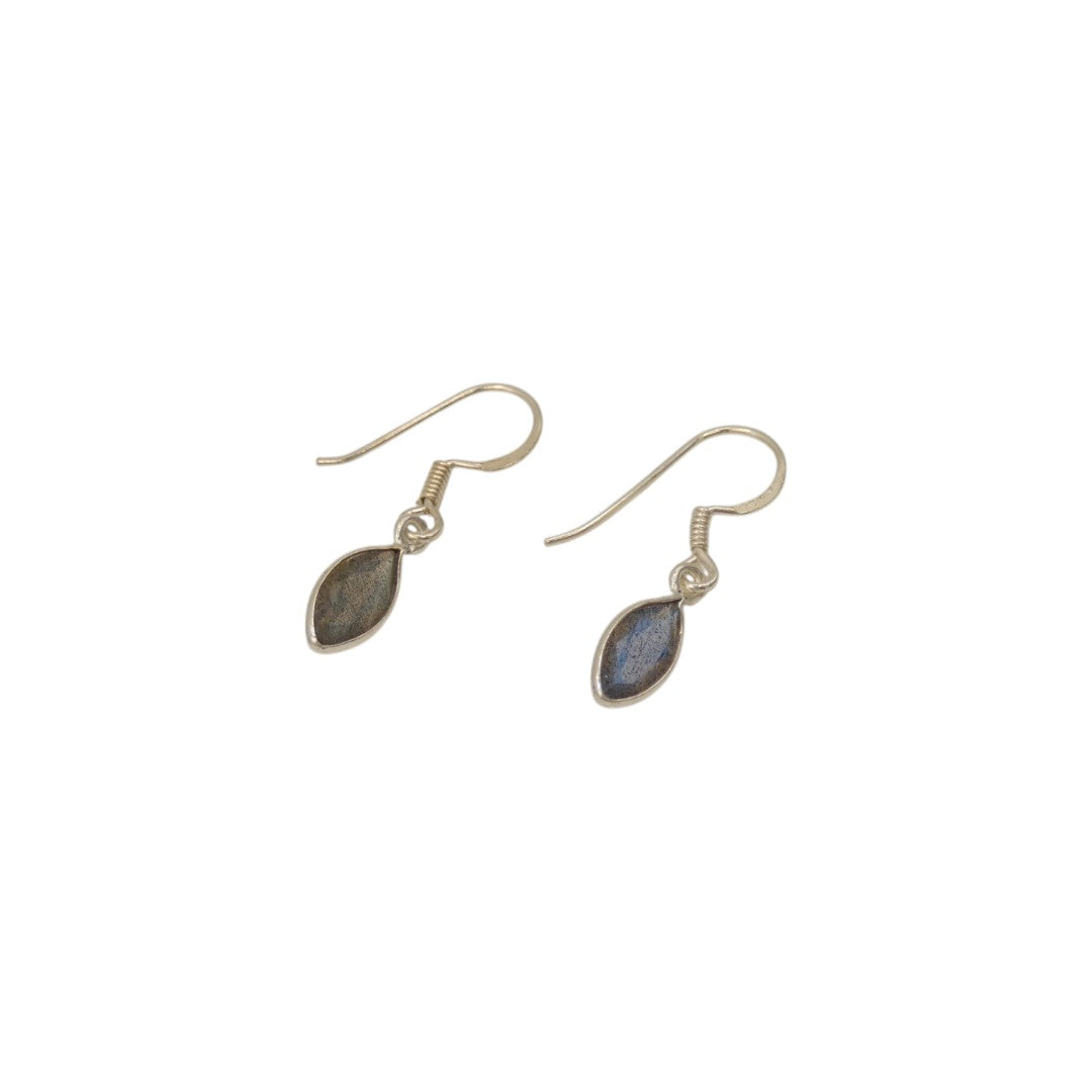 Sterling Silver Labradorite Simple Teardrop Earrings 1.2"