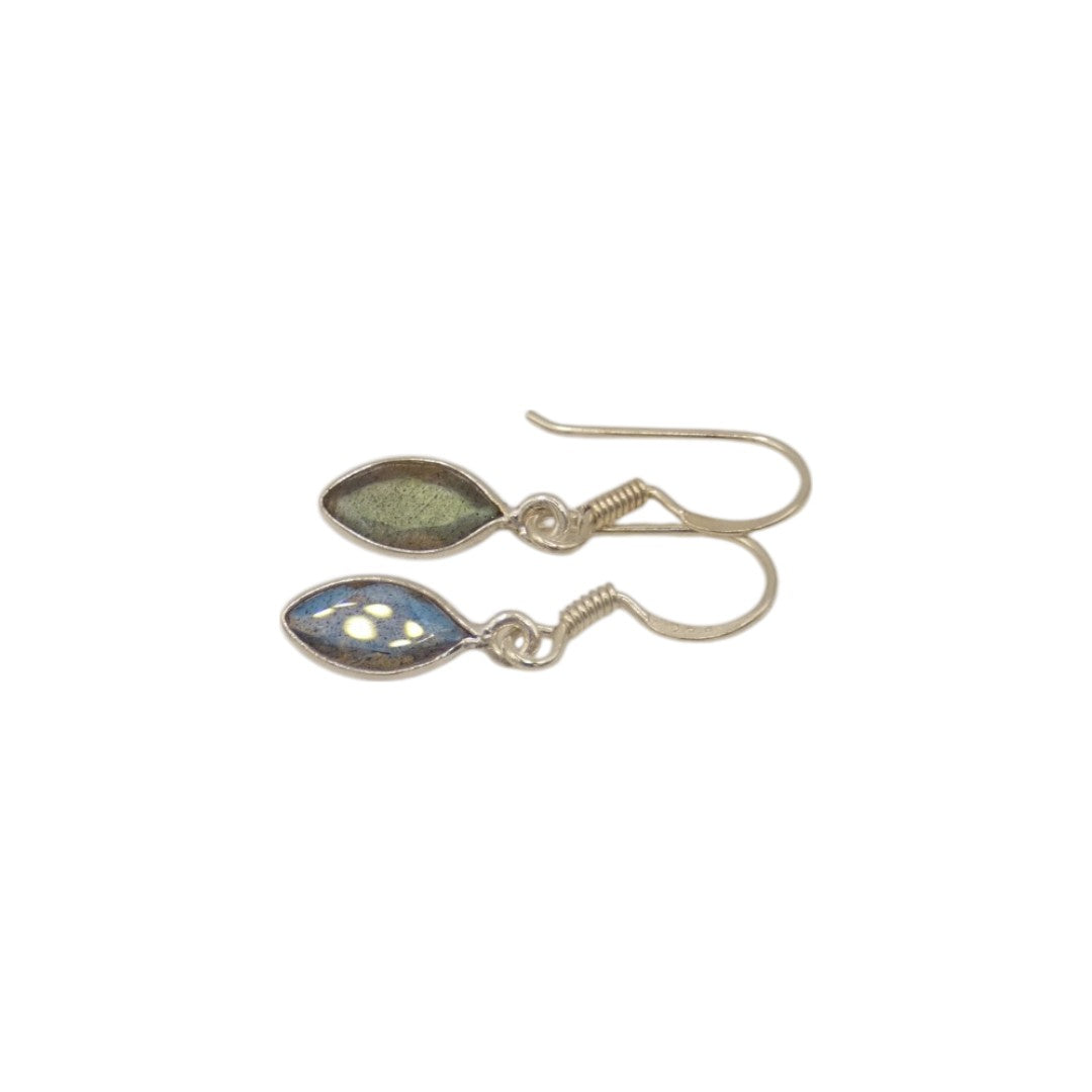Sterling Silver Labradorite Simple Teardrop Earrings 1.2"