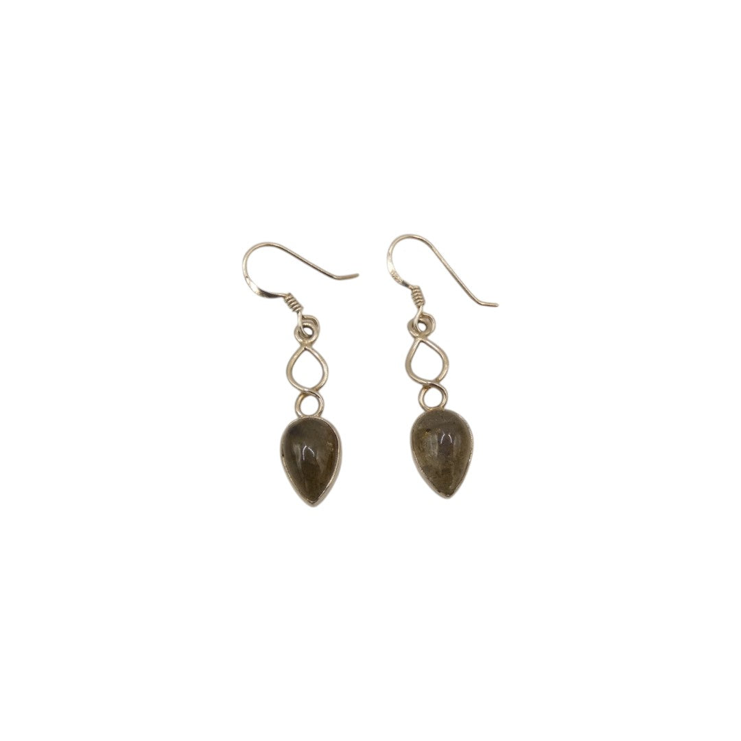 Sterling Silver Labradorite Love Spoon Design Drop Earrings 1.6"