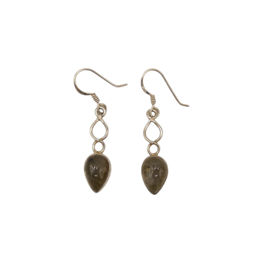 Sterling Silver Labradorite Love Spoon Design Drop Earrings 1.6"