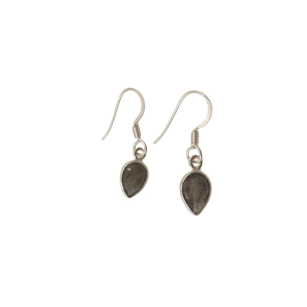 Sterling Silver Labradorite Teardrop Earrings 1.1"