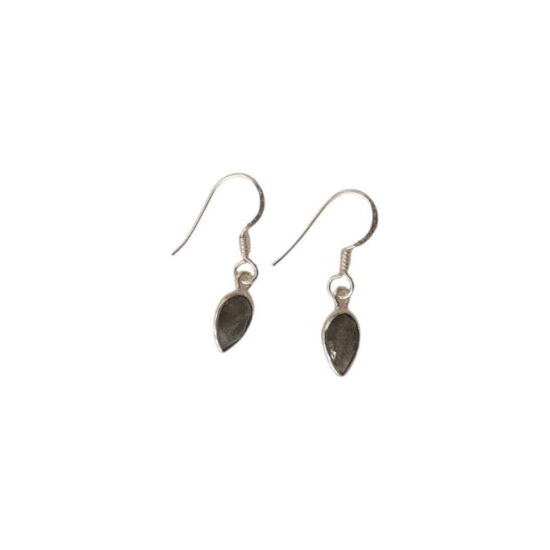 Sterling Silver Labradorite Teardrop Earrings 1.1"