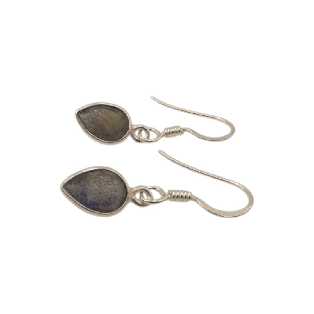 Sterling Silver Labradorite Teardrop Earrings 1.1"