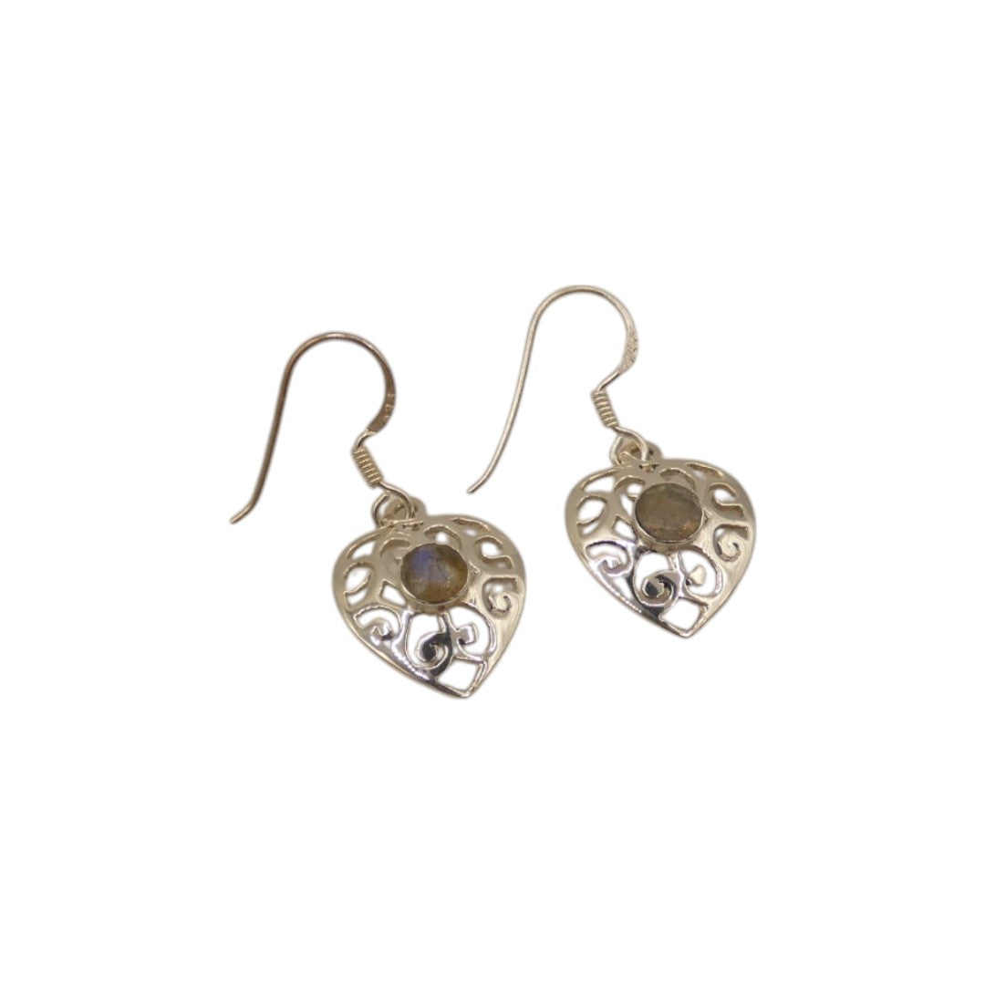 Sterling Silver Labradorite Drop Earrings 1.3"