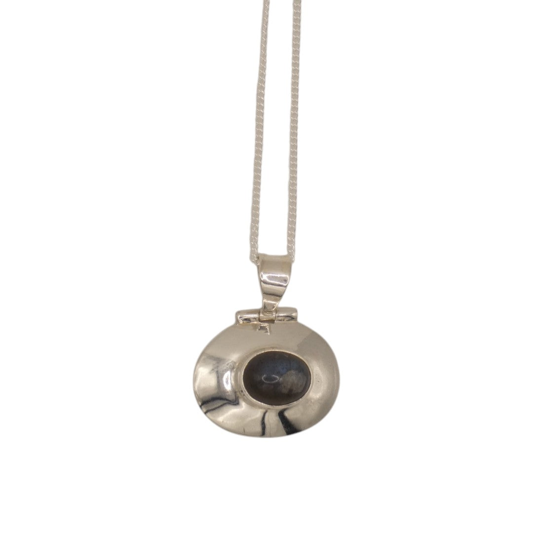 Sterling Silver Labradorite Encased Stone Necklace