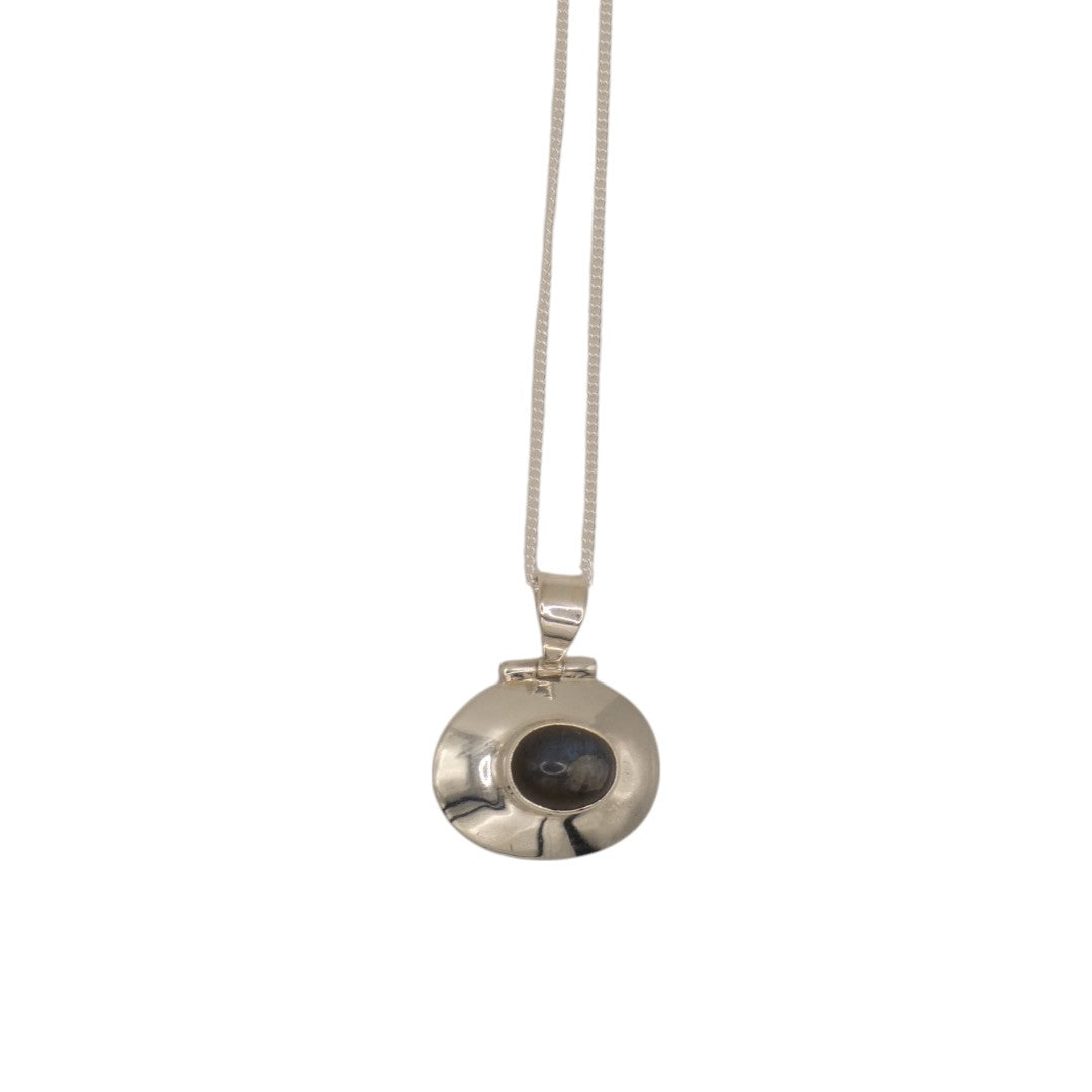 Sterling Silver Labradorite Encased Stone Necklace
