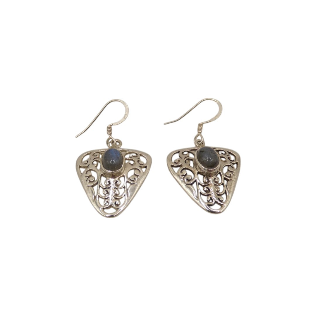 Sterling Silver Labradorite Drop Earrings 1.9"