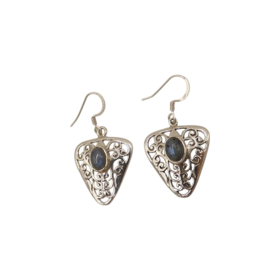 Sterling Silver Labradorite Drop Earrings 1.9"