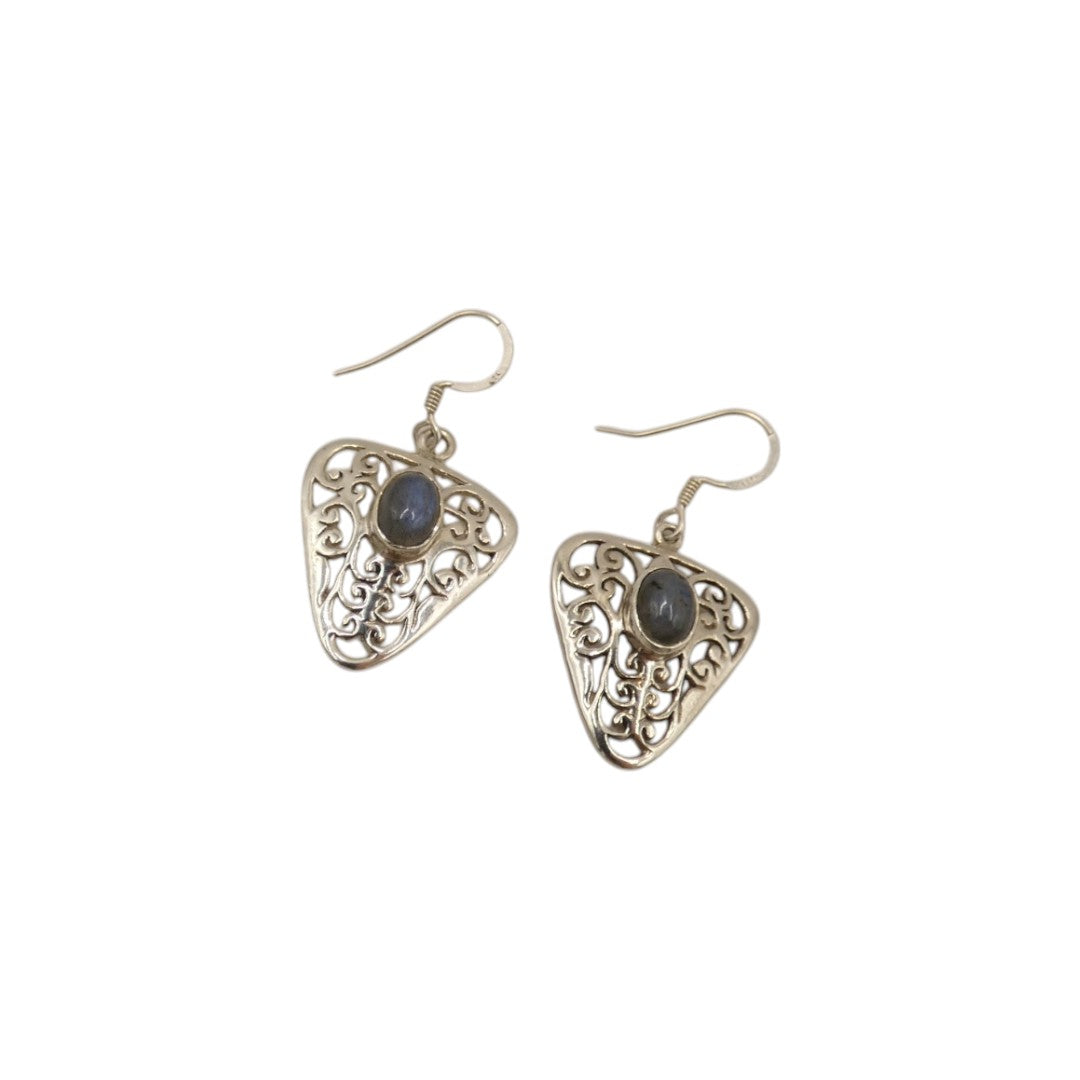 Sterling Silver Labradorite Drop Earrings 1.9"