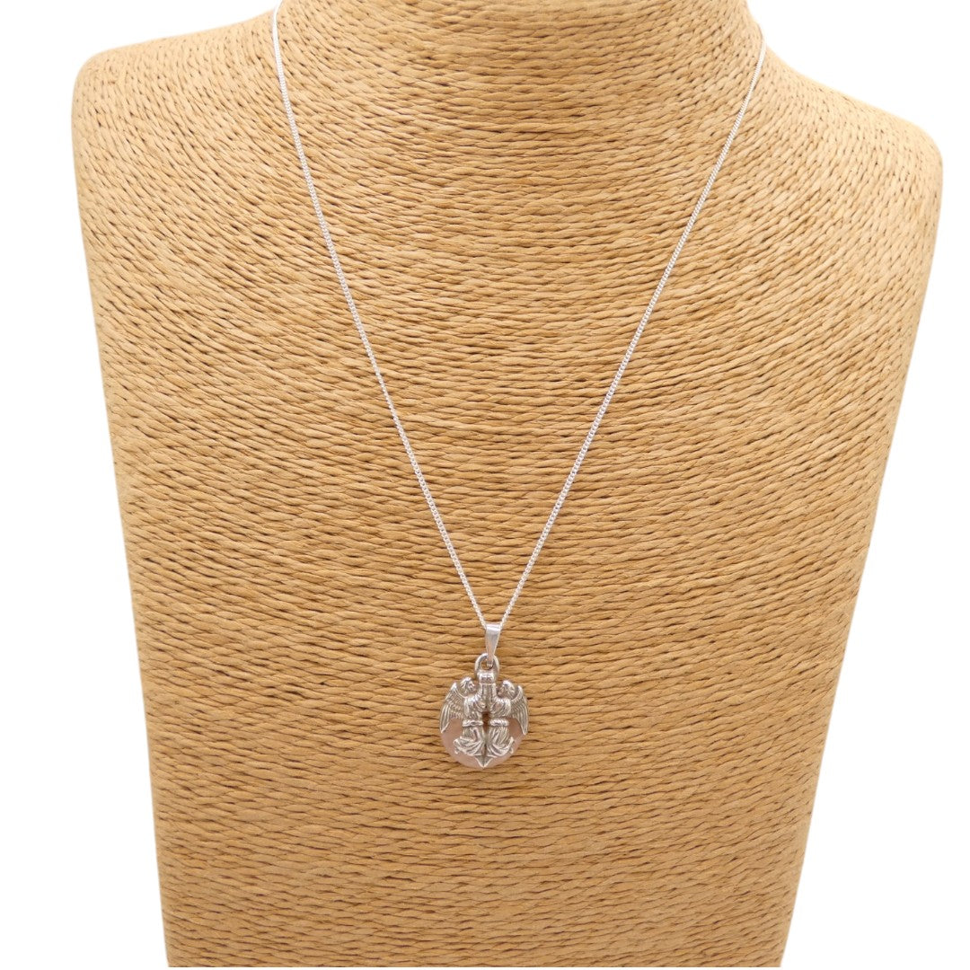 Sterling Silver Rose Quartz And Angels Necklace