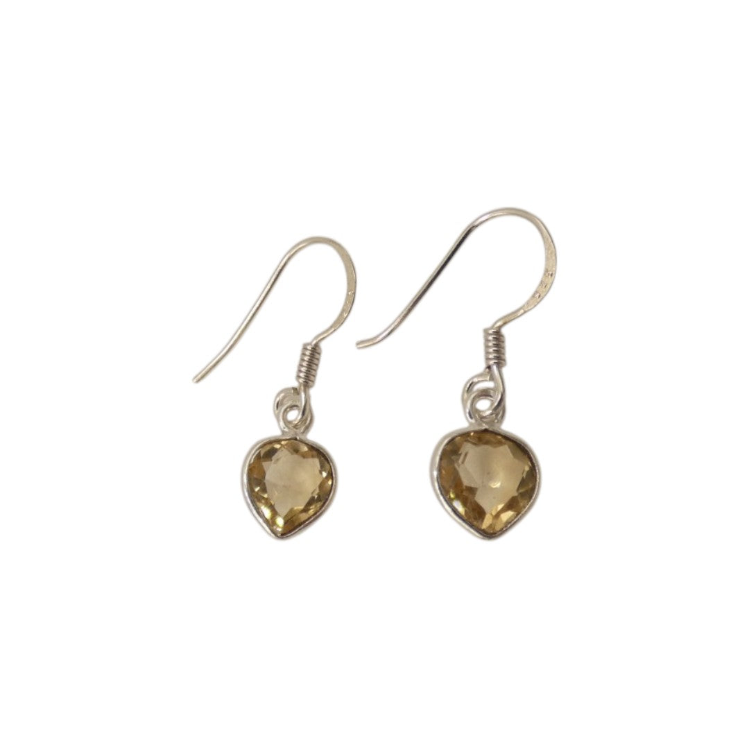 Sterling Silver Citrine Teardrop Earrings 1"