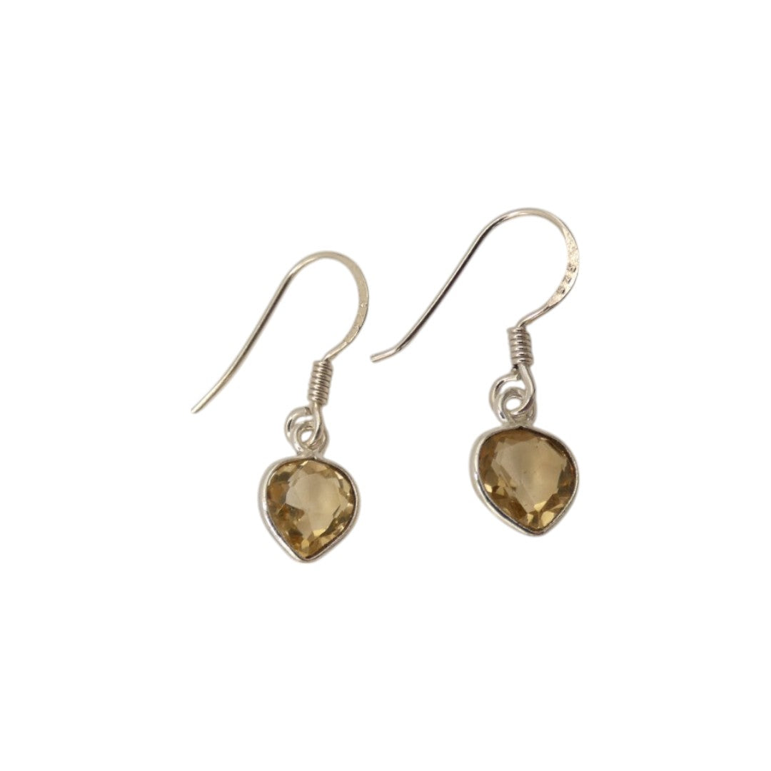 Sterling Silver Citrine Teardrop Earrings 1"