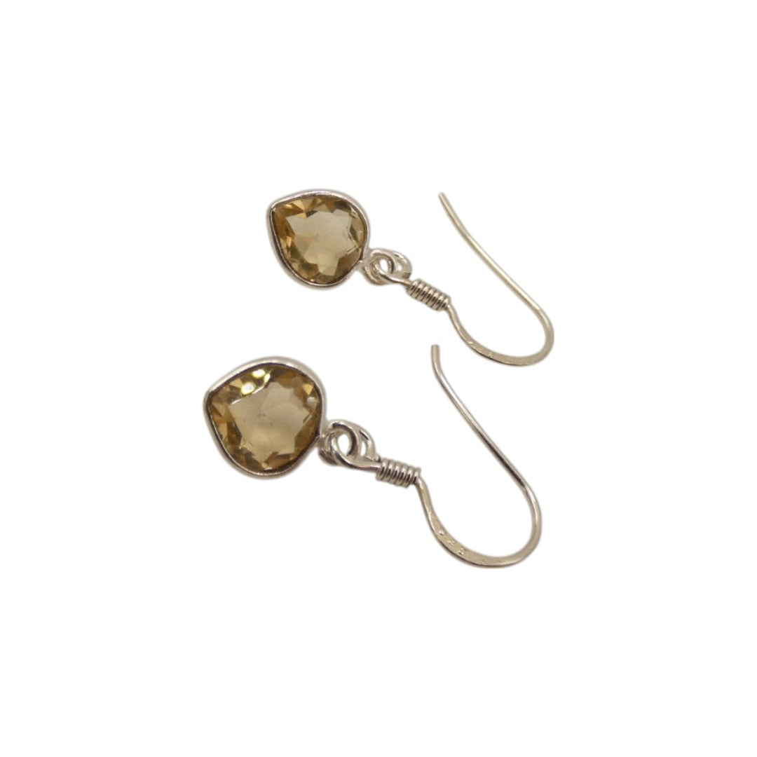 Sterling Silver Citrine Teardrop Earrings 1"