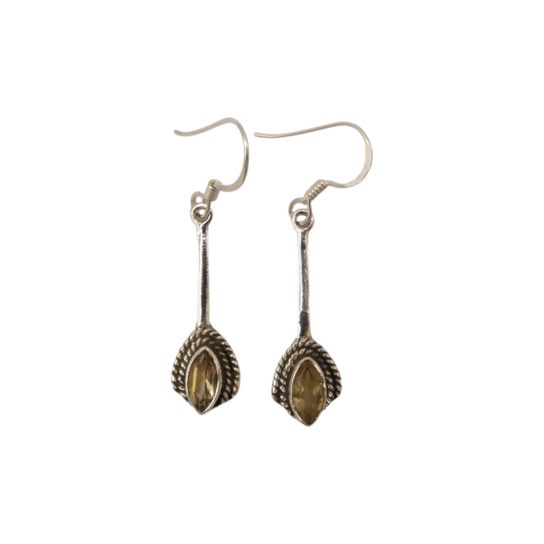 Sterling Silver Citrine Thread Style Drop Earrings 1.6"