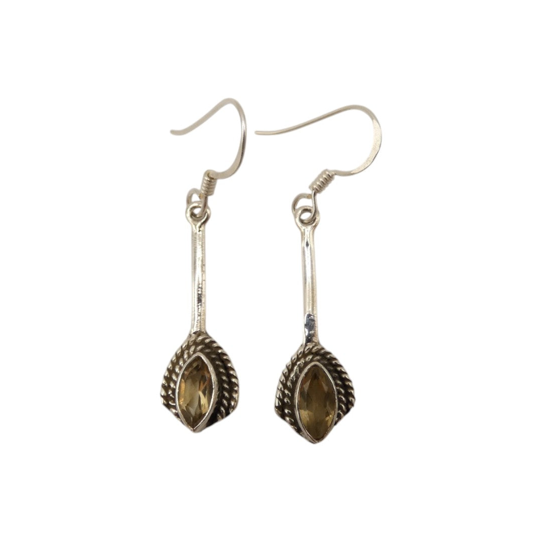 Sterling Silver Citrine Thread Style Drop Earrings 1.6"