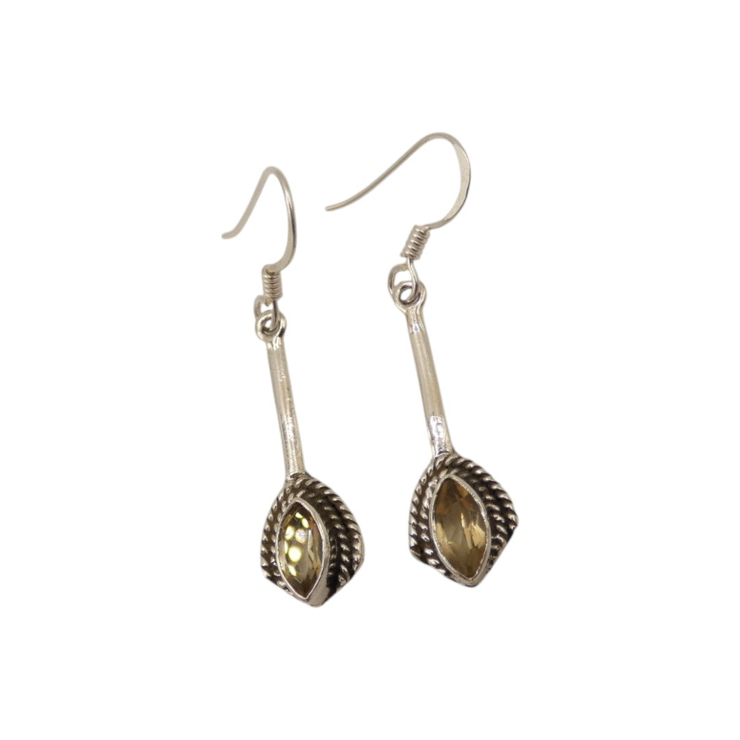 Sterling Silver Citrine Thread Style Drop Earrings 1.6"