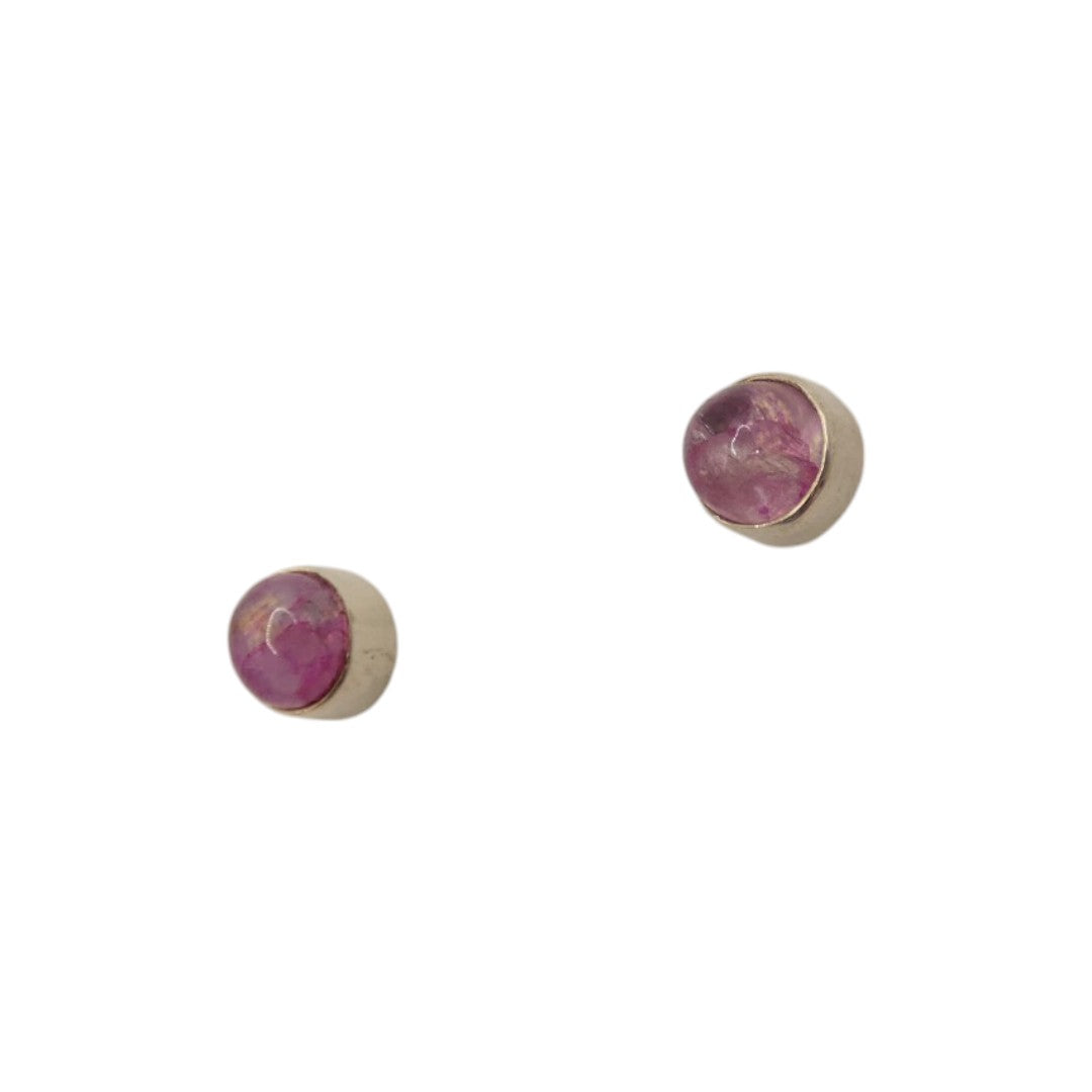Sterling Silver Pink Moonstone Round Stud Earrings 0.25"