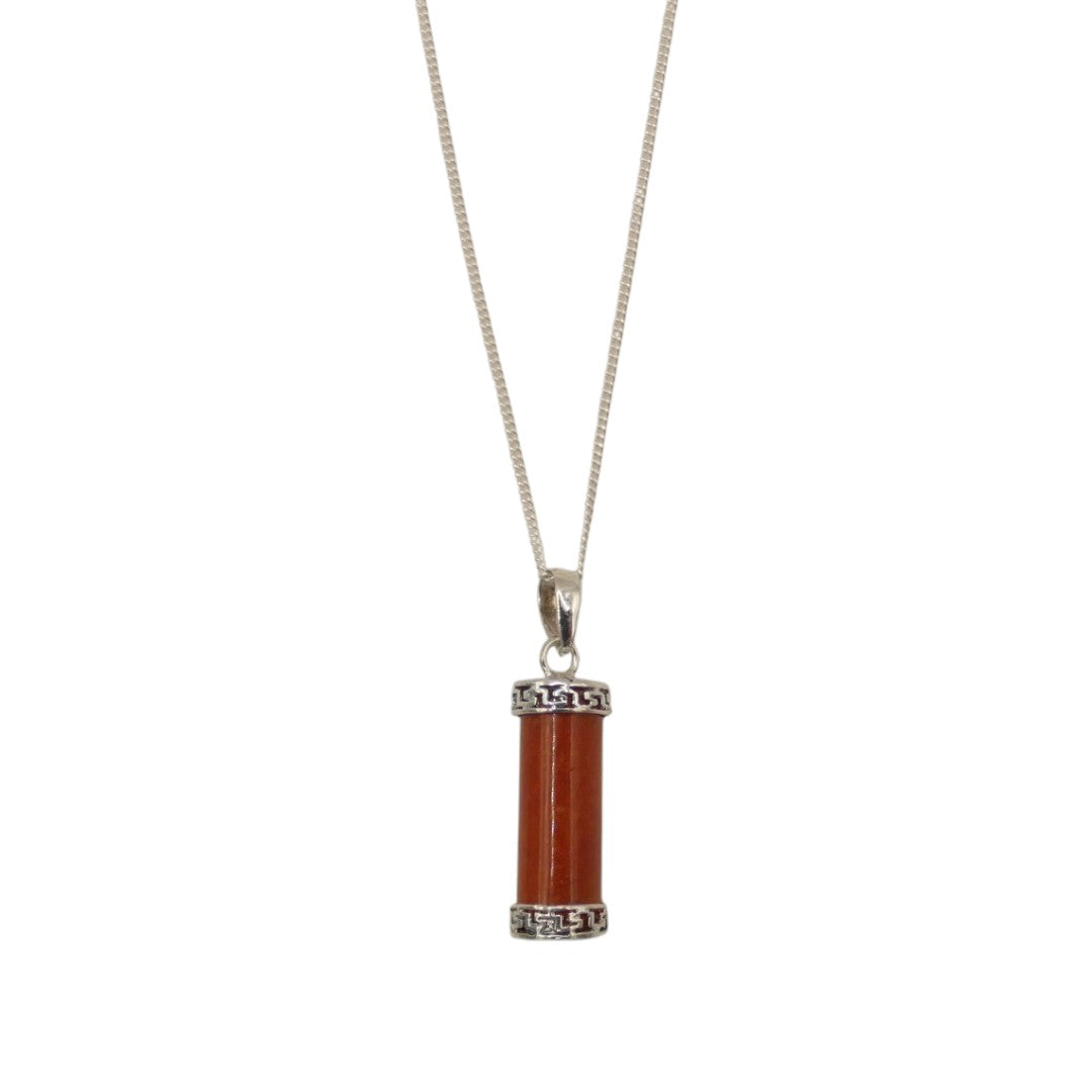 Sterling Silver Red Jade Pillar Necklace