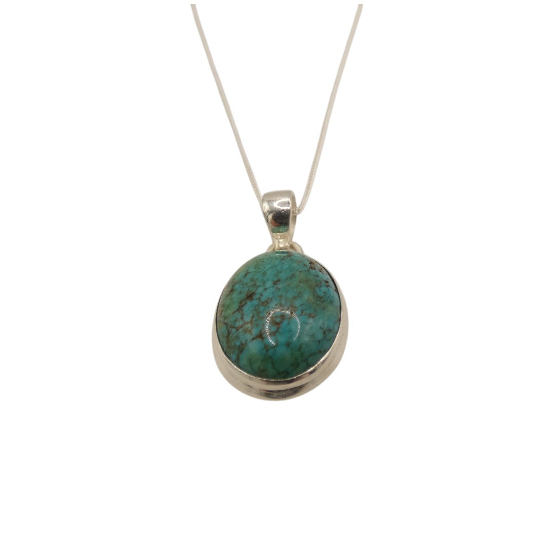 Sterling Silver Turquoise Oval Necklace