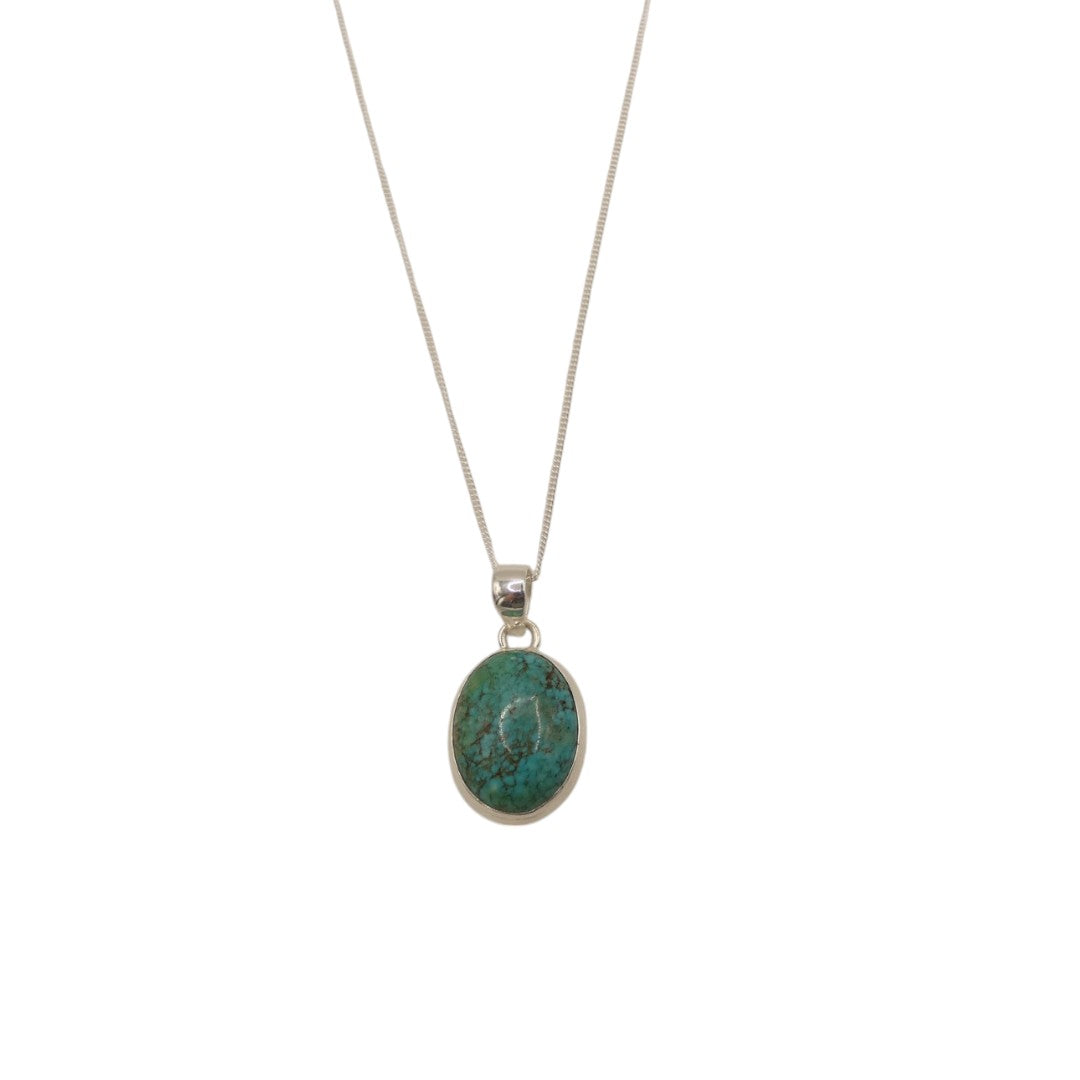 Sterling Silver Turquoise Oval Necklace