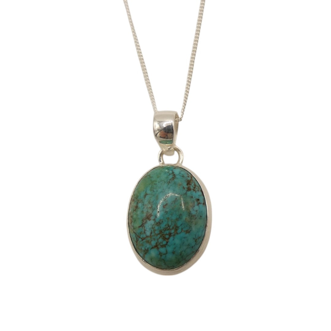 Sterling Silver Turquoise Oval Necklace