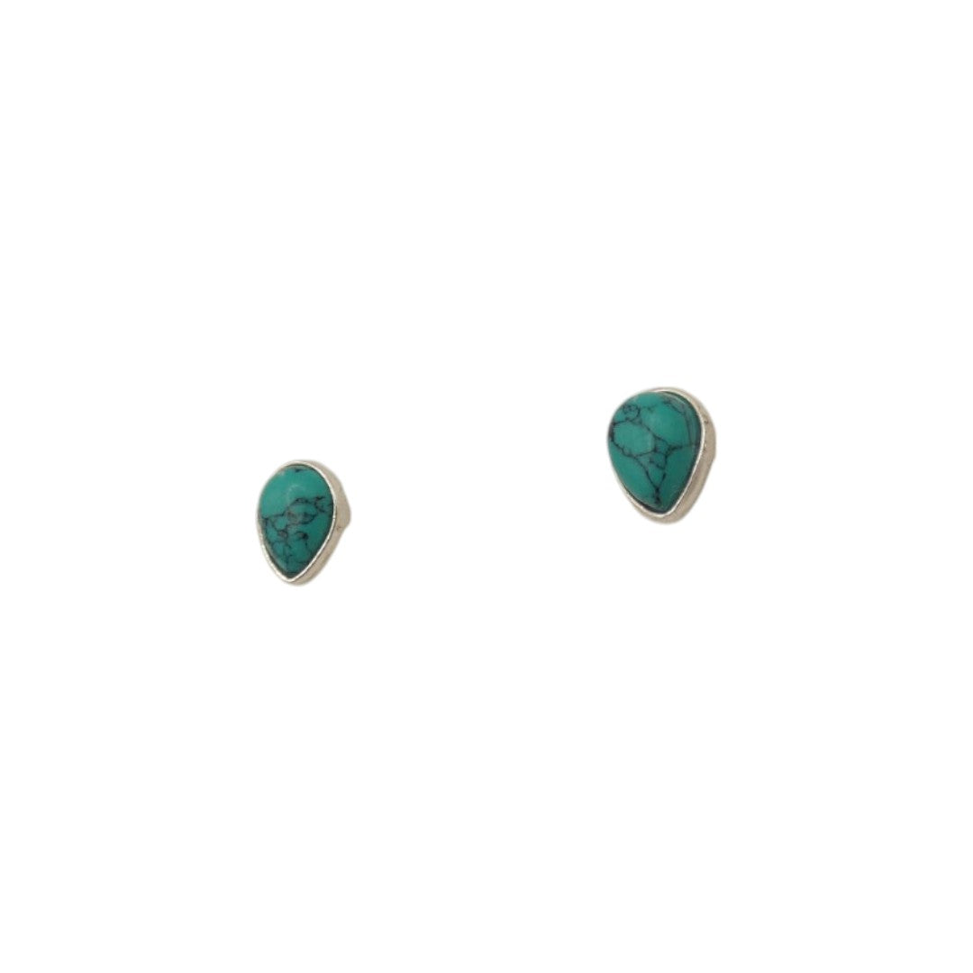 Sterling Silver Turquoise Tear Drop Stud Earrings 0.25"