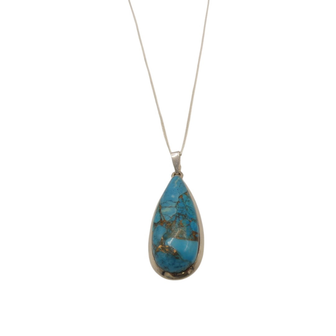 Sterling Silver Turquoise Tear Drop Necklace