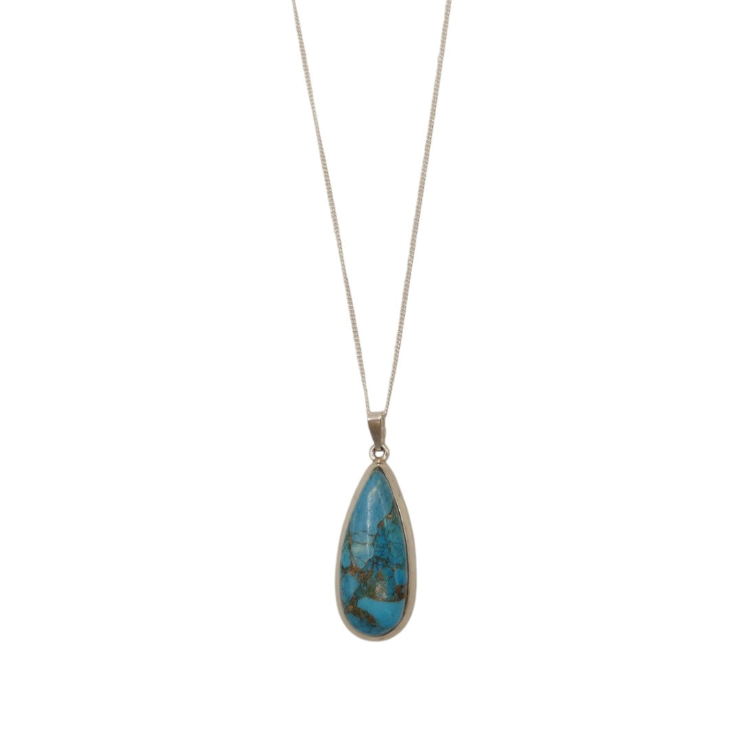 Sterling Silver Turquoise Tear Drop Necklace