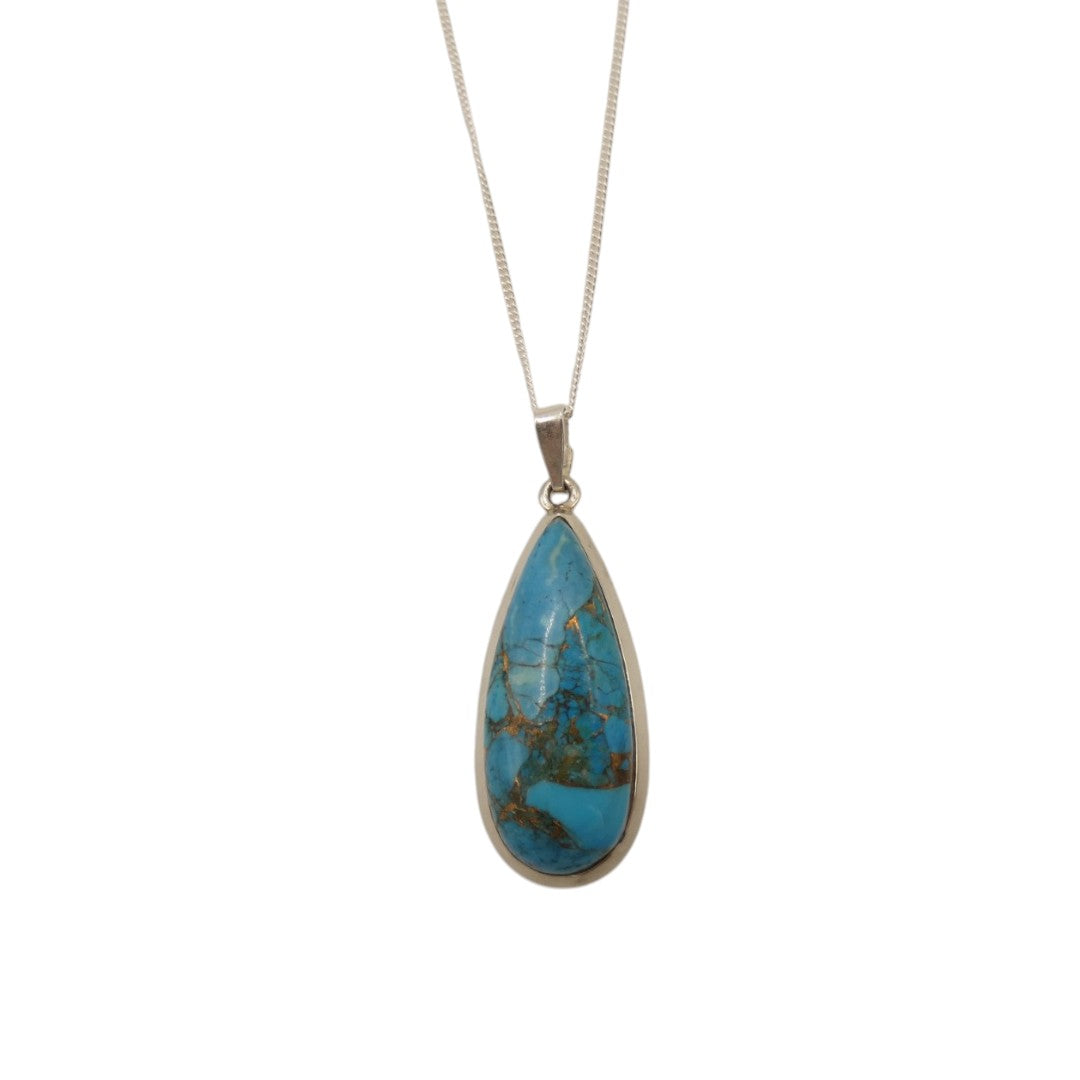 Sterling Silver Turquoise Tear Drop Necklace