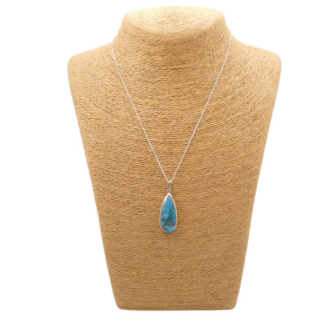 Sterling Silver Turquoise Tear Drop Necklace