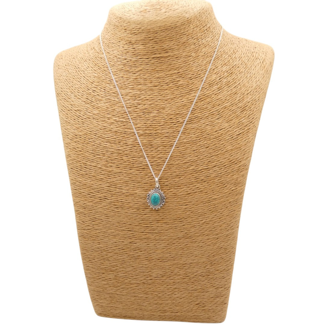 Sterling Silver Turquoise Ornate Necklace