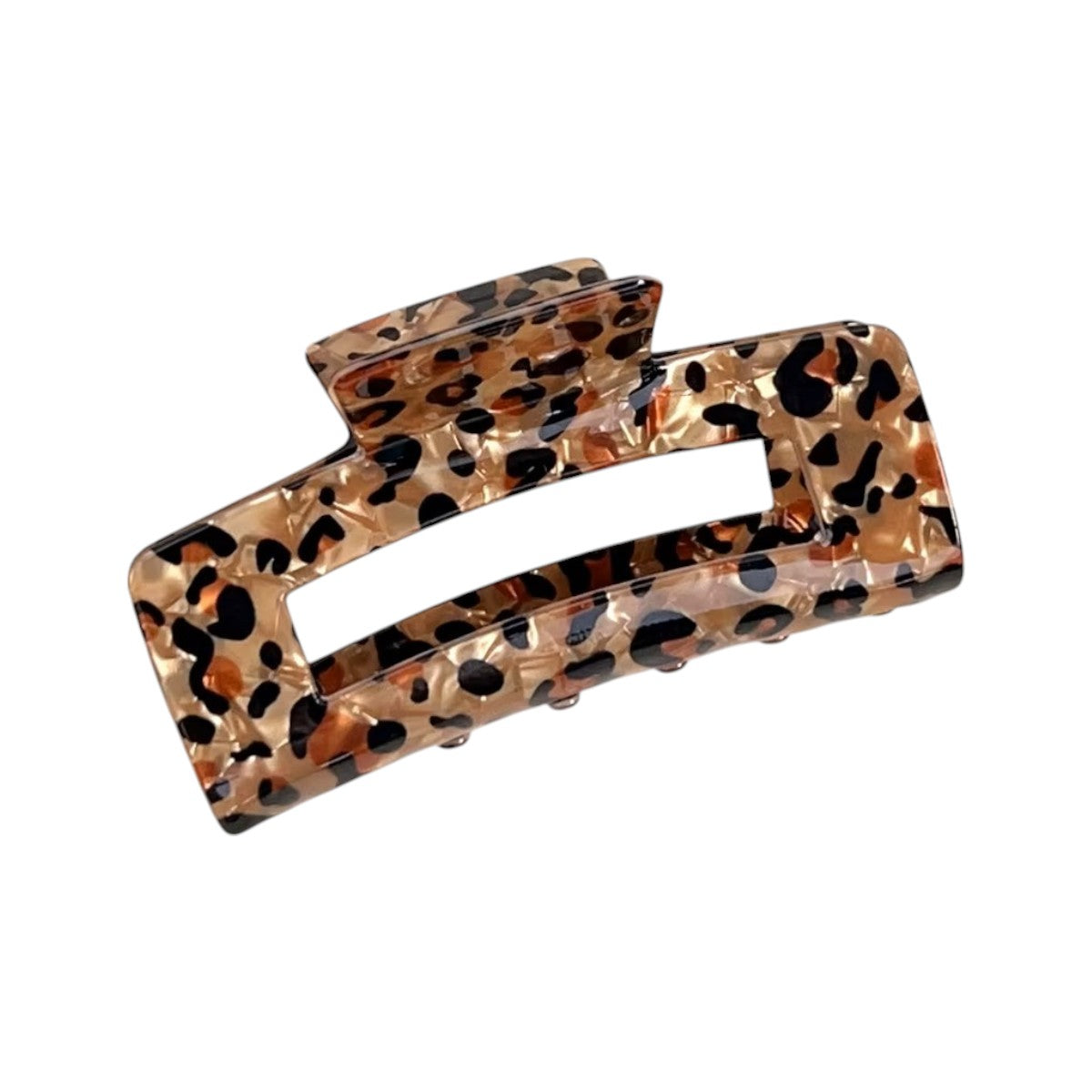 Black and tan leopard print hair claw clip
